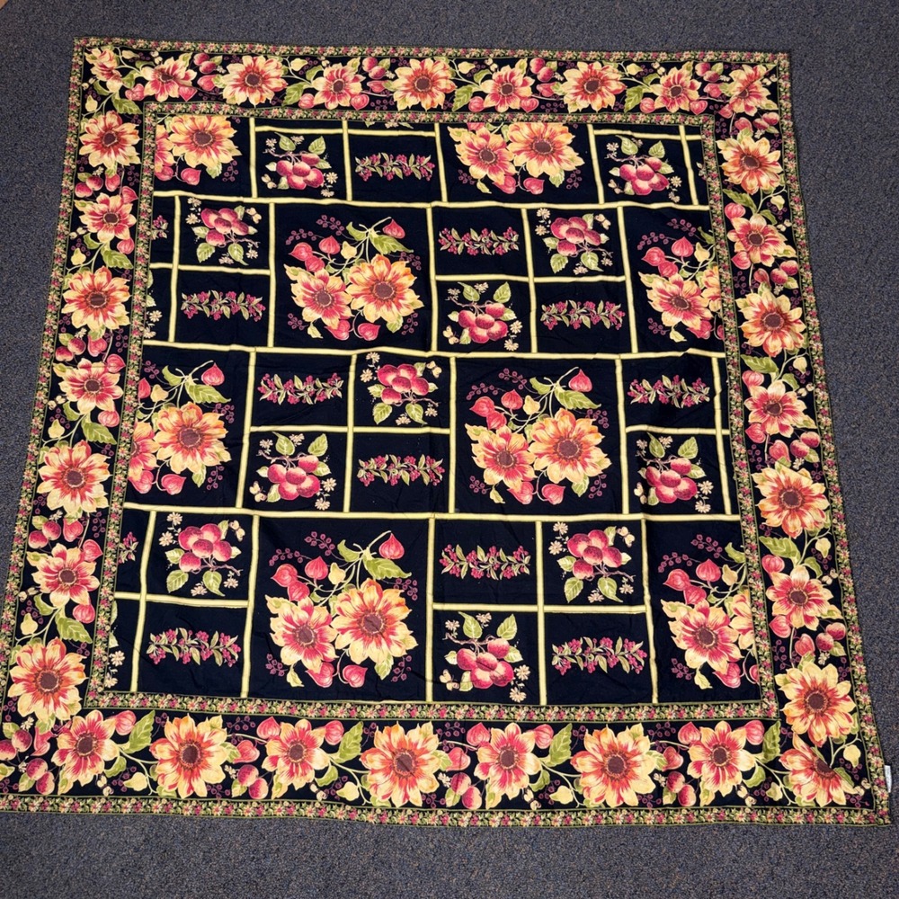 April Cornell Classic Florals Autumn/Fall 52" Square Tablecloth EUC